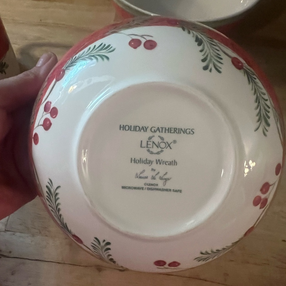 Lenox Holiday Gatherings Bowl with Red and Green Design